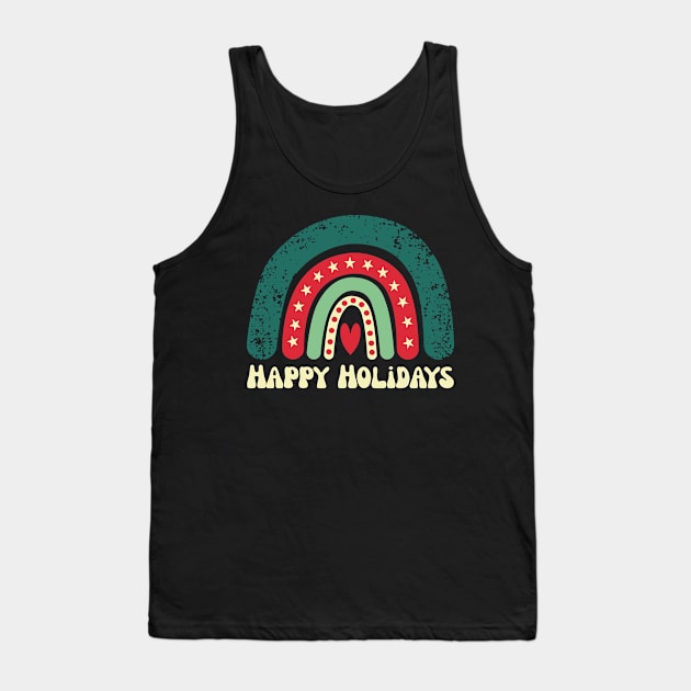 Happy Holidays Christmas Rainbow Tank Top by Nice Surprise